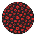Black And Red Lips Pattern Print Round Floor Mat