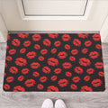 Black And Red Lips Pattern Print Rubber Doormat