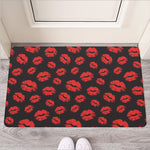 Black And Red Lips Pattern Print Rubber Doormat