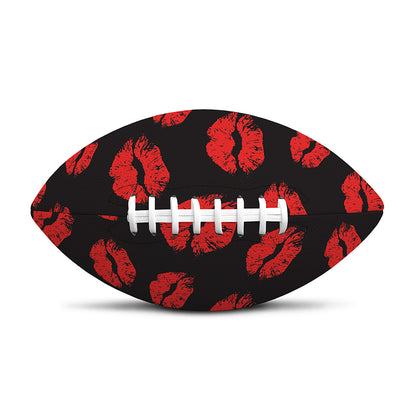 Black And Red Lips Pattern Print Rugby Ball