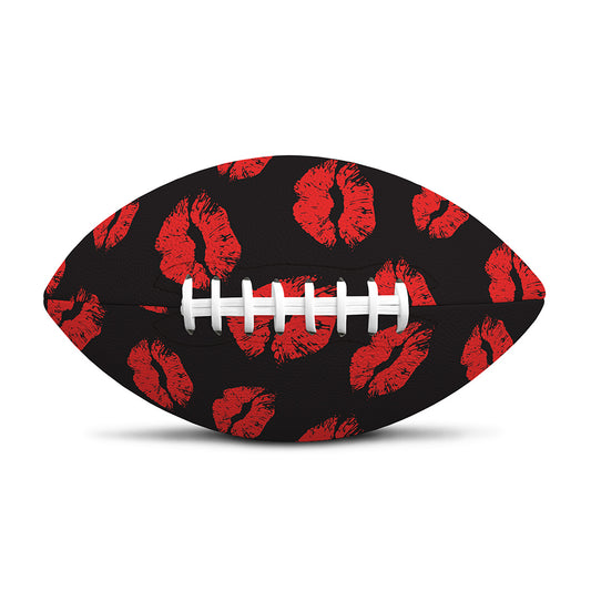 Black And Red Lips Pattern Print Rugby Ball