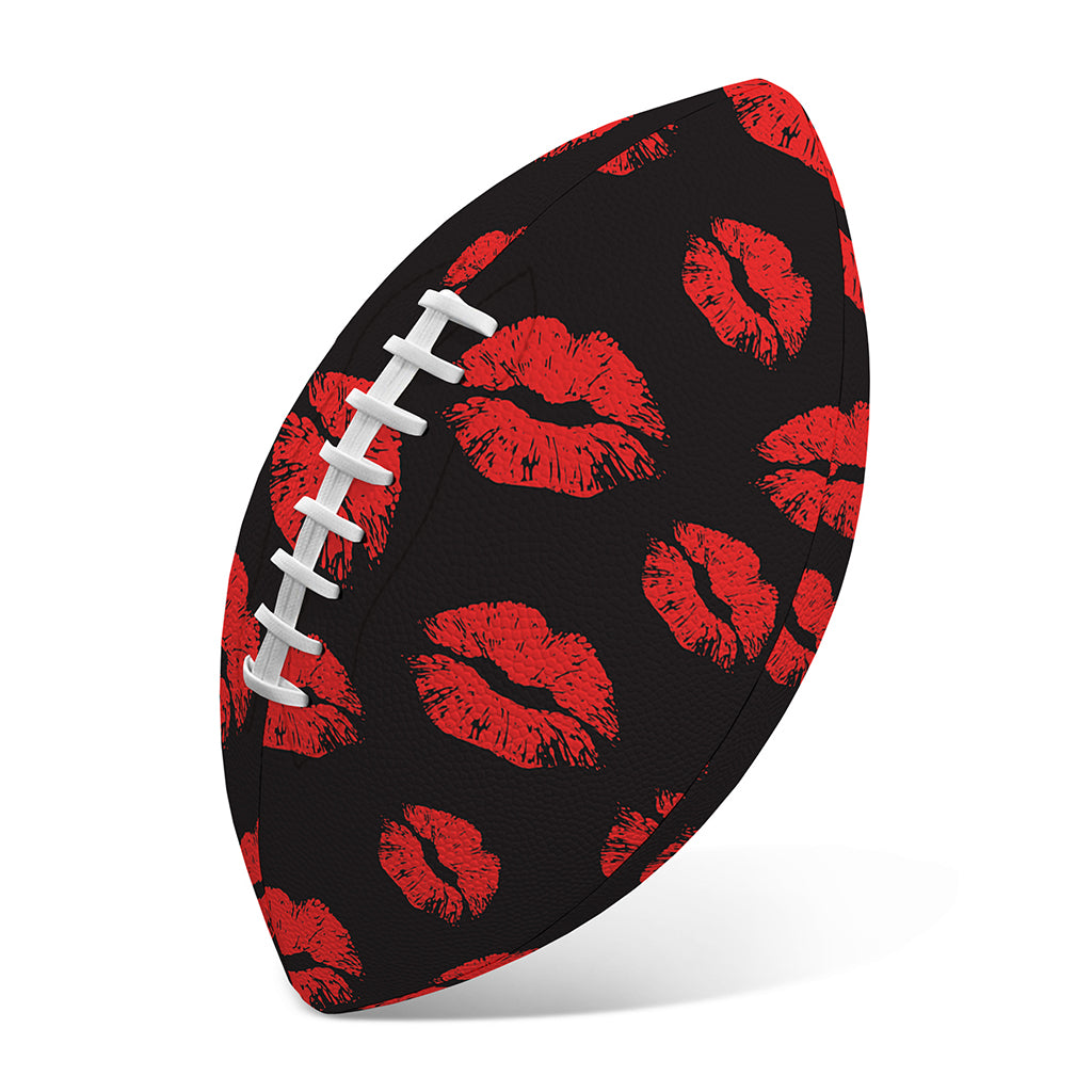 Black And Red Lips Pattern Print Rugby Ball