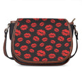 Black And Red Lips Pattern Print Saddle Bag