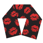 Black And Red Lips Pattern Print Scarf