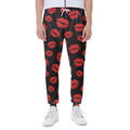 Black And Red Lips Pattern Print Joggers