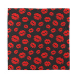 Black And Red Lips Pattern Print Silk Bandana