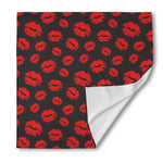 Black And Red Lips Pattern Print Silk Bandana
