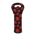 Black And Red Lips Pattern Print Single Neoprene Wine Tote