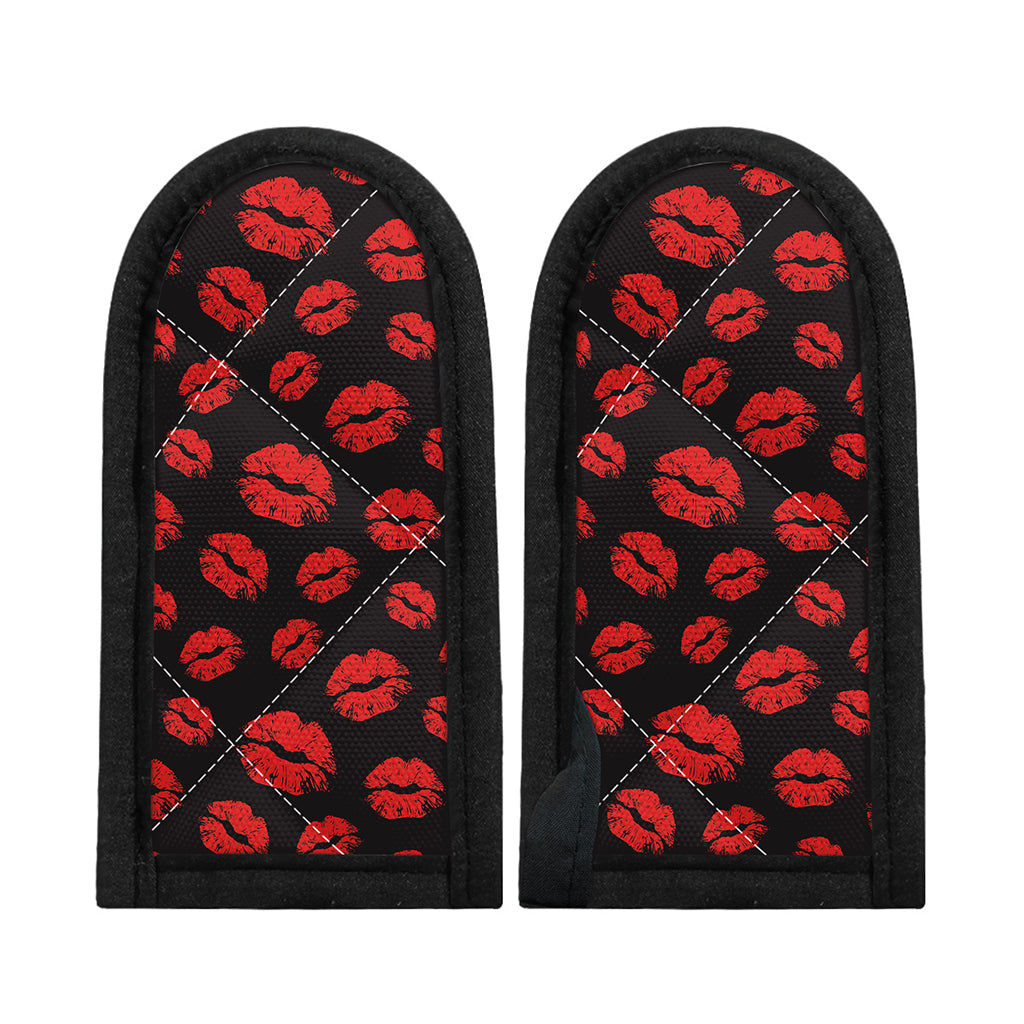 Black And Red Lips Pattern Print Skillet Handle Cover