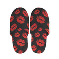 Black And Red Lips Pattern Print Slippers
