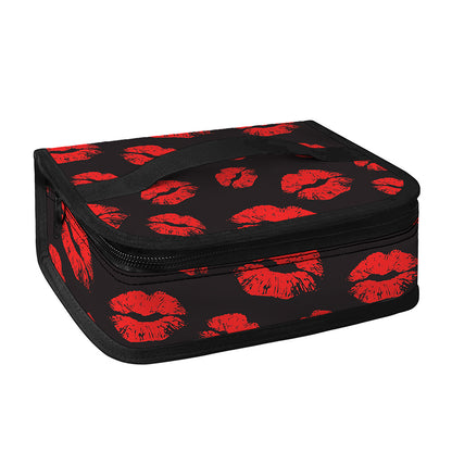 Black And Red Lips Pattern Print Small Lunch Bag