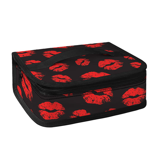 Black And Red Lips Pattern Print Small Lunch Bag