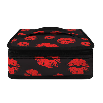 Black And Red Lips Pattern Print Small Lunch Bag