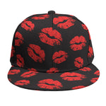 Black And Red Lips Pattern Print Snapback Cap