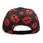 Black And Red Lips Pattern Print Snapback Cap