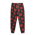 Black And Red Lips Pattern Print Sweatpants