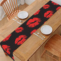 Black And Red Lips Pattern Print Table Runner