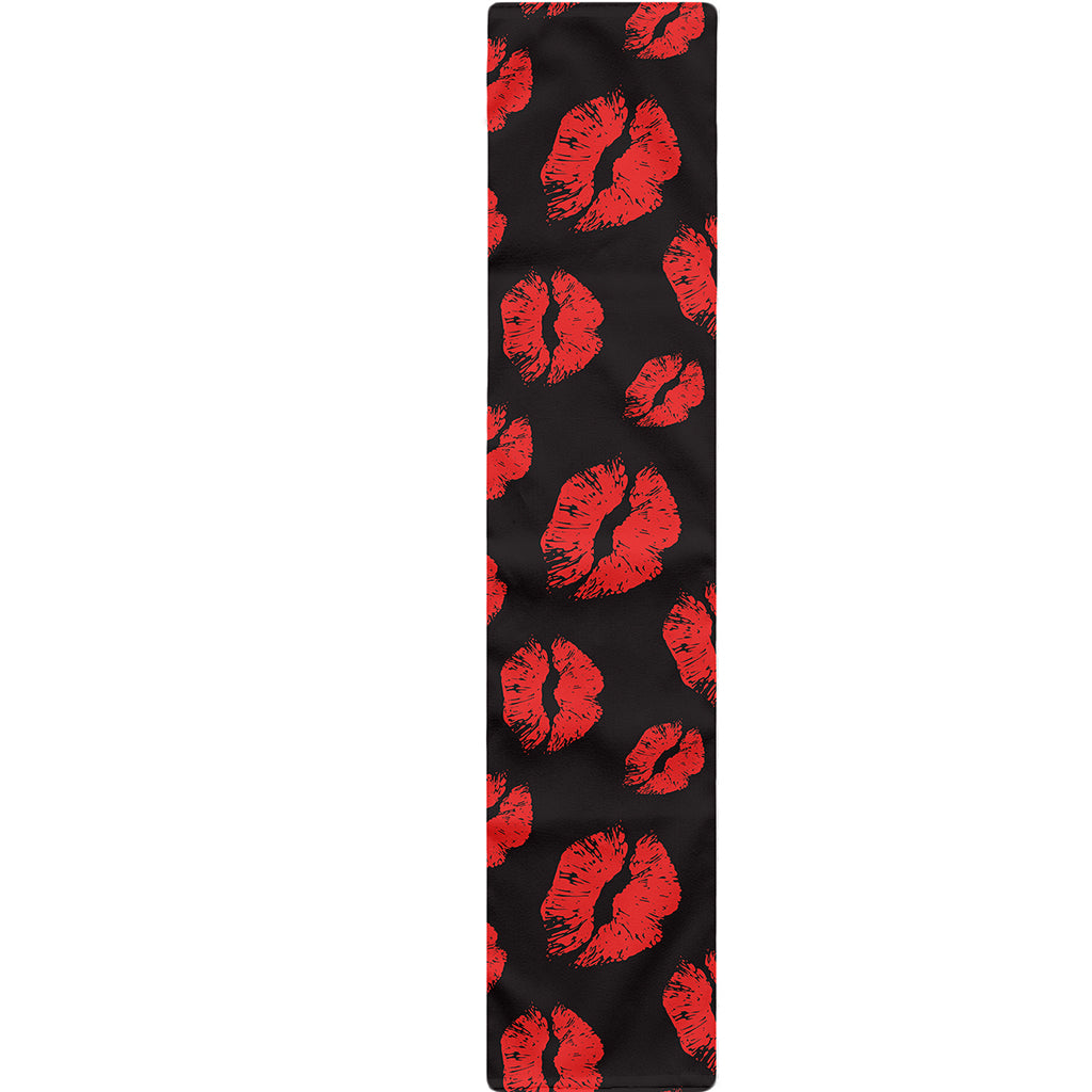Black And Red Lips Pattern Print Table Runner