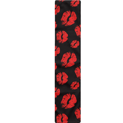 Black And Red Lips Pattern Print Table Runner