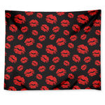 Black And Red Lips Pattern Print Tapestry