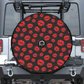 Black And Red Lips Pattern Print Tire Cover With Camera Hole
