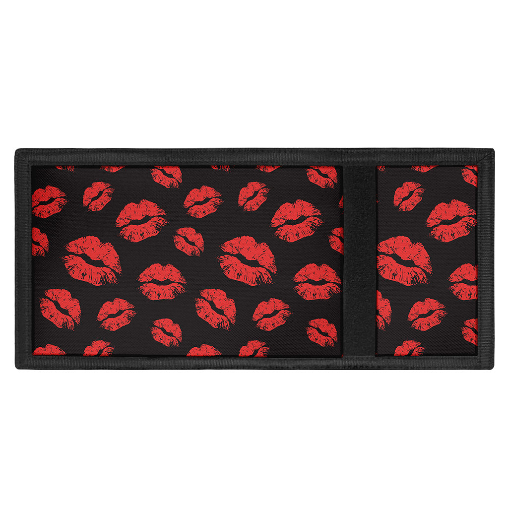 Black And Red Lips Pattern Print Trifold Wallet