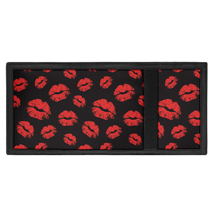 Black And Red Lips Pattern Print Trifold Wallet