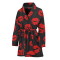Black And Red Lips Pattern Print Women's Bathrobe