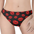 Black And Red Lips Pattern Print Women's Thong