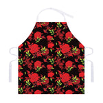 Black And Red Roses Floral Print Adjustable Apron