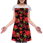 Black And Red Roses Floral Print Adjustable Apron