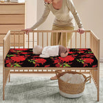 Black And Red Roses Floral Print Baby Crib Sheet