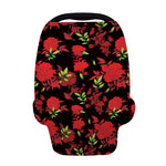 Black And Red Roses Floral Print Baby Seat Cover