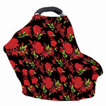 Black And Red Roses Floral Print Baby Seat Cover