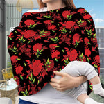 Black And Red Roses Floral Print Baby Seat Cover