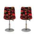 Black And Red Roses Floral Print Bar Stool Covers