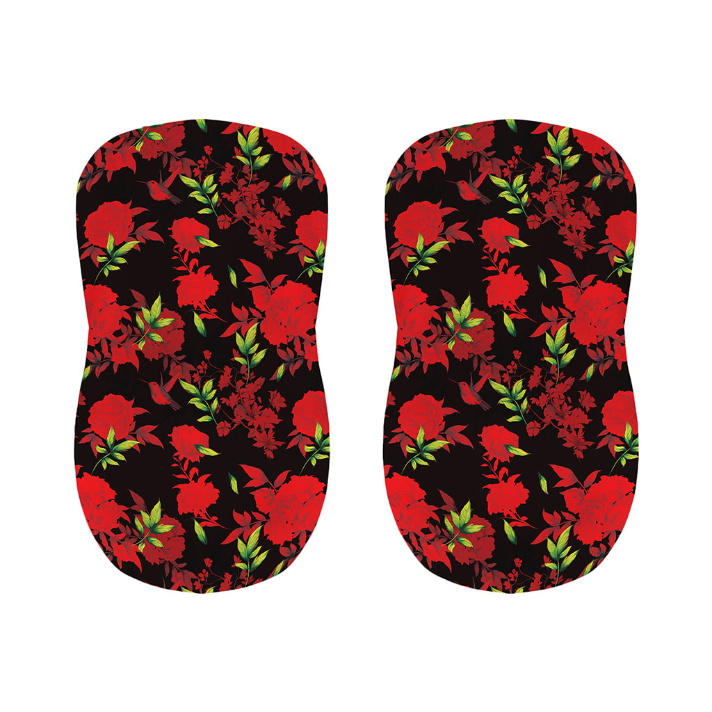 Black And Red Roses Floral Print Bar Stool Covers