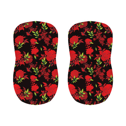 Black And Red Roses Floral Print Bar Stool Covers