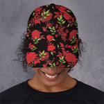 Black And Red Roses Floral Print Baseball Cap