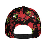 Black And Red Roses Floral Print Baseball Cap