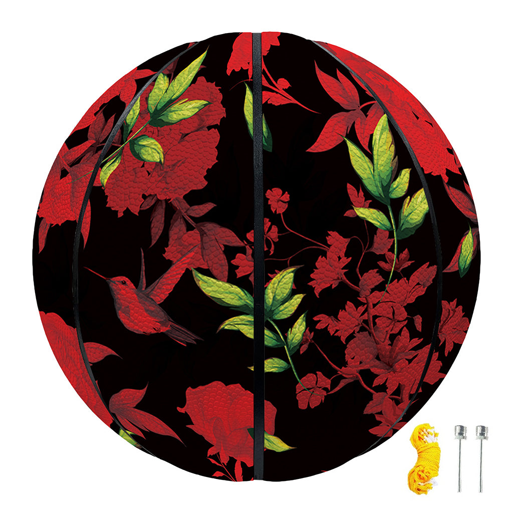 Black And Red Roses Floral Print Basketball