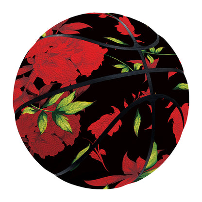 Black And Red Roses Floral Print Basketball