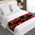 Black And Red Roses Floral Print Bed Runner