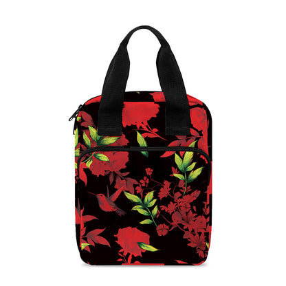 Black And Red Roses Floral Print Bible Tote Bag