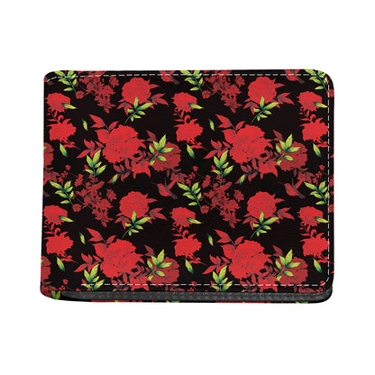 Black And Red Roses Floral Print Bifold Wallet
