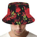 Black And Red Roses Floral Print Bucket Hat