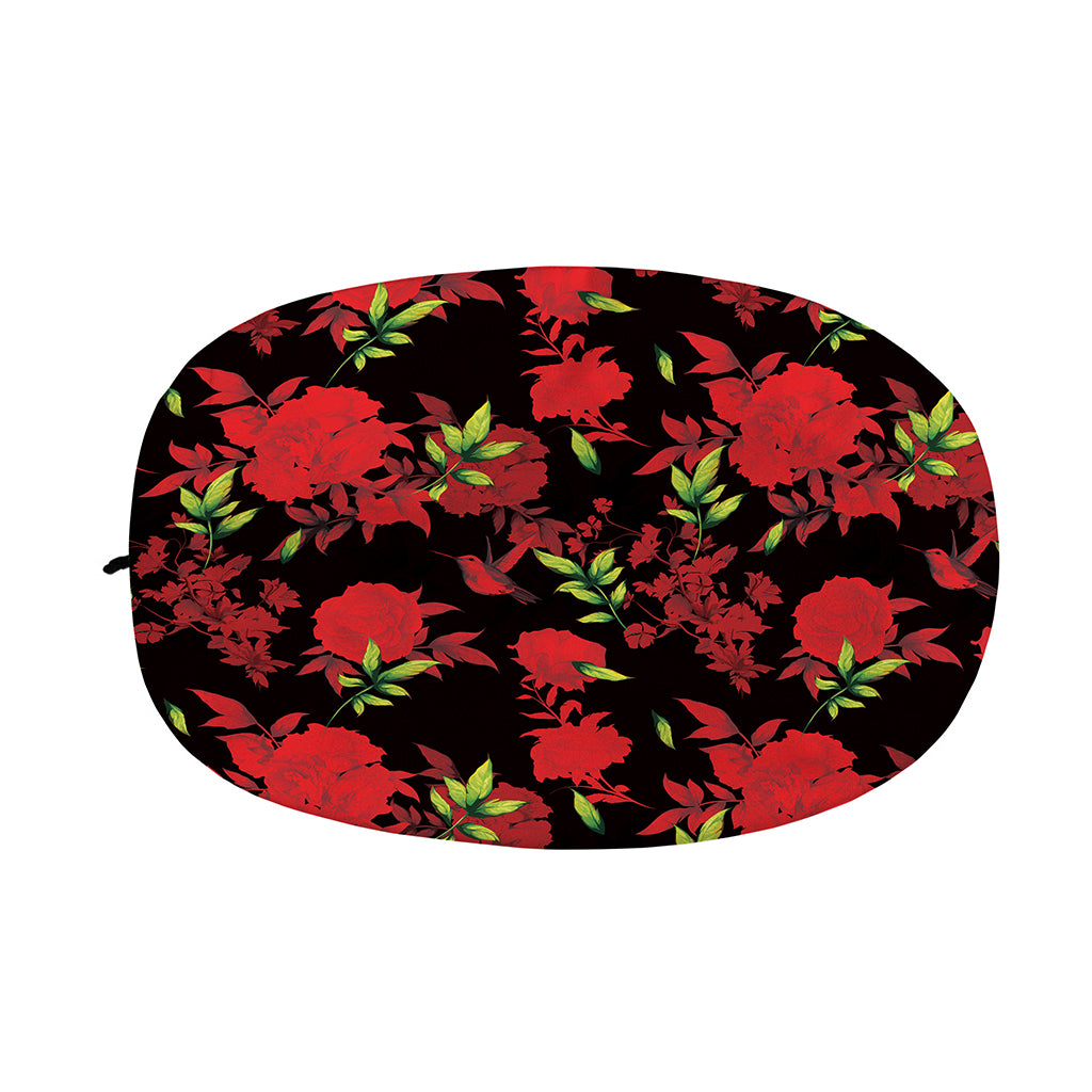 Black And Red Roses Floral Print Car Side Mirror Covers