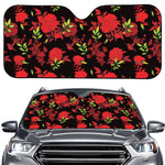 Black And Red Roses Floral Print Car Windshield Sun Shade