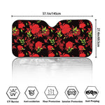 Black And Red Roses Floral Print Car Windshield Sun Shade