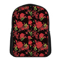 Black And Red Roses Floral Print Casual Backpack